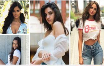 A Collage of the pictures of beautiful Colombian women.